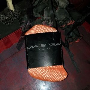 🧡NIB- Orange Fishnet Tights By Via Spiga 🧡
